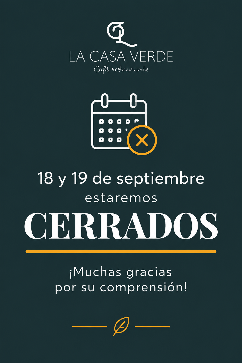 Horarios septiembre La Casa Verde